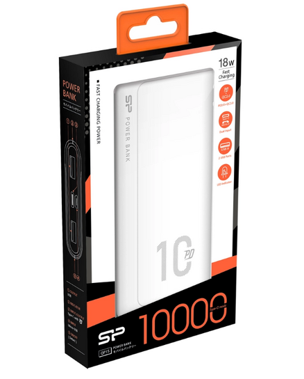 SILICON POWER power bank QP15, 10000mAh, 2x USB & USB Type-C, 3A, λευκό