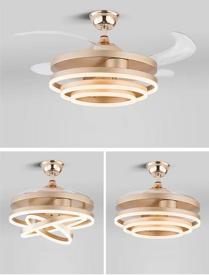 POWERTECH ανεμιστήρας οροφής HLL-0130 με LED φως, 72W, Φ106x50cm, χρυσός