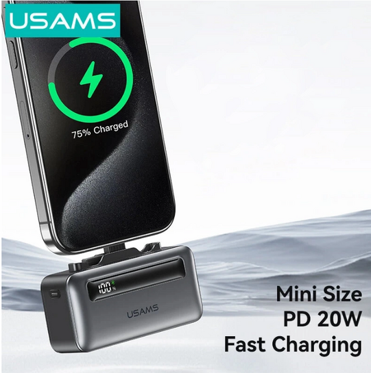 USAMS power bank CD233, USB-C/Lightning έξοδος, 4500mAh, 20W, γκρι 9,