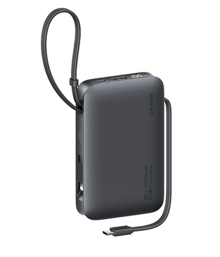 USAMS power bank CD228 with 2x cables, 2x output ports, 10000mAh, 20W, gray
