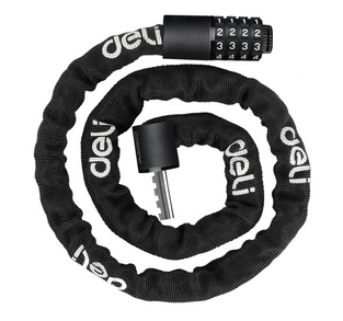 DELI κλειδαριά ποδηλάτου συνδυασμού DL508031, Φ4mm, 1m, μαύρη