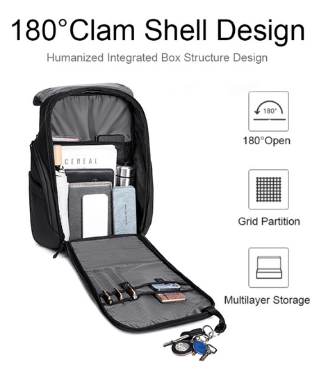 ARCTIC HUNTER τσάντα πλάτης B00558 με θήκη laptop 15.6", 24L, USB, μαύρη