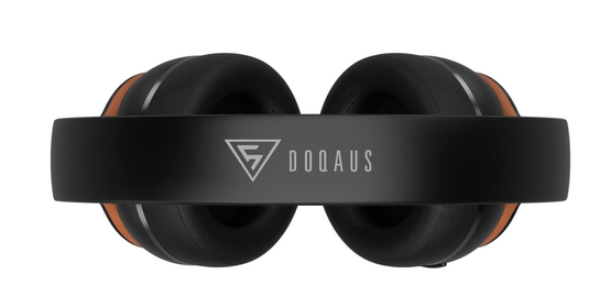 DOQAUS headphones DESIGN 3, ασύρματα & ενσύρματα, Φ40mm, 600mAh, μαύρα/καφέ
