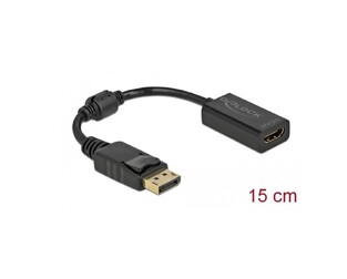 DELOCK αντάπτορας DisplayPort σε HDMI 61011, 1080p Passive, 15cm, μαύρος