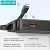 USAMS power bank CD225 με καλώδιο Lightning, 2x θύρες εξόδου, 10000mAh, 20W, λευκό