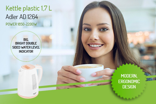 ADLER PLASTIC KETTLE 1,7L WHITE  AD1264