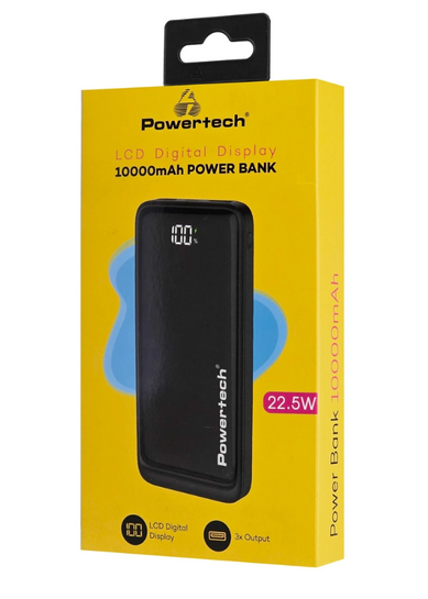 POWERTECH power bank PT-1326 με οθόνη, 10000mAh, 22.5W, μαύρο