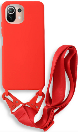 Bodycell Θήκη Σιλικόνης με Λουράκι Λαιμού - Xiaomi Mi 11 Lite - Red