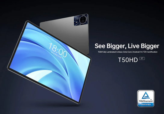 TECLAST tablet T50HD, 11" HD, 6/256GB, Android 14, 4G, 8000mAh, γκρι