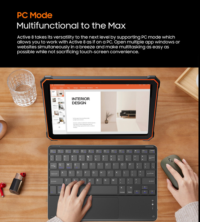 BLACKVIEW OCTA-CORE RUGGED TABLET 10.36' (6GB+128GB) ACTIVE 8 NFC 4G SIM ANDROID 13 ORANGE