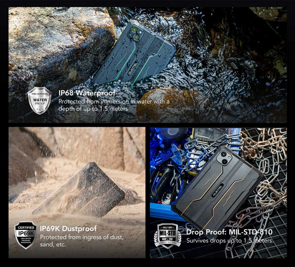 OUKITEL tablet RT3, 8", 4/64GB, 4G, 5150mAh, IP68/IP69K, μαύρο