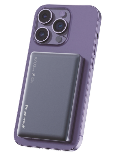 POWERTECH power bank PT-1377, 10000mah, magnetic wireless, 20W, γκρι