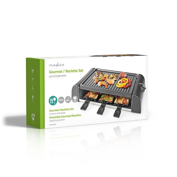 Nedis Επιτραπέζια Ηλεκτρική Ψησταριά Raclette 1000W με Ρυθμιζόμενο Θερμοστάστη 44.5x23.8εκ.