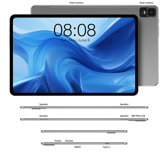 TECLAST tablet T50, 11" HD, 8/256GB, Android 13, 4G, 7500mAh, γκρι