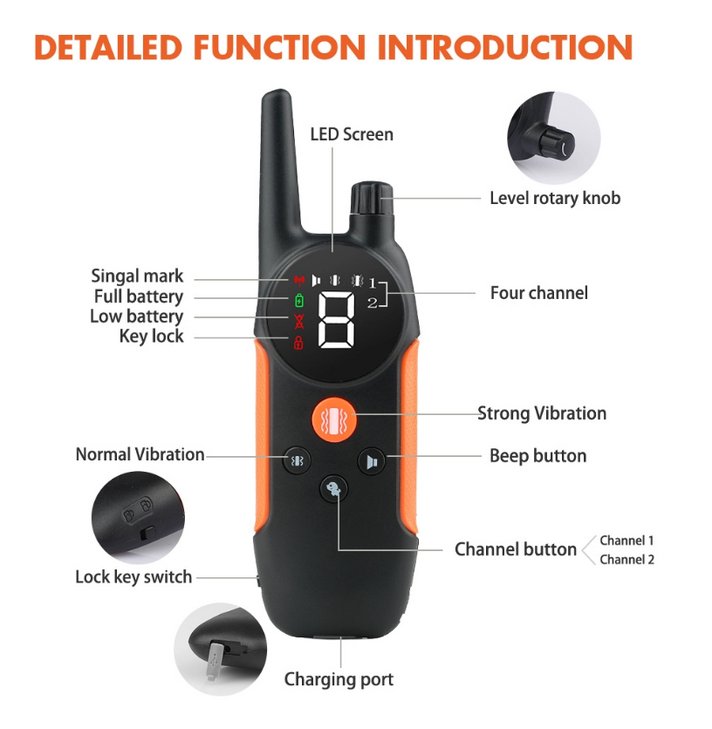 POWERTECH ηλεκτρικό κολάρο εκπαίδευσης σκύλου PT-1399 με ασύρματο χειριστήριο, εμβέλεια 300m