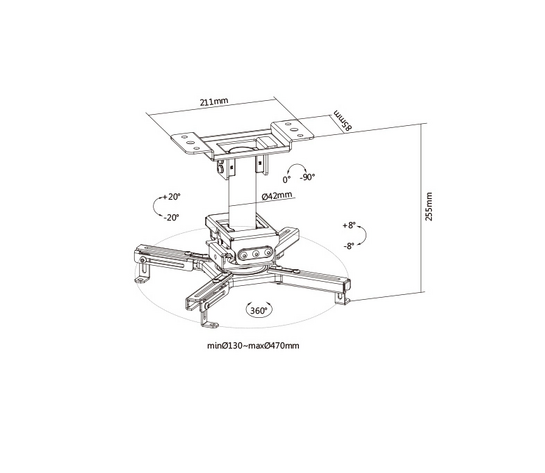 BRATECK βάση projector οροφής PRB-20-01S, 45kg