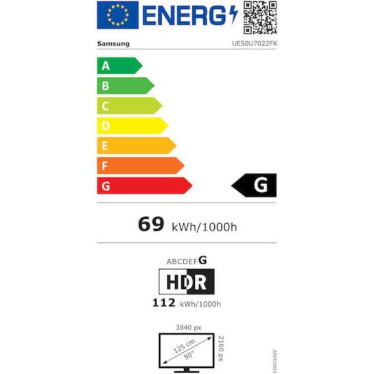 Samsung U7022F Smart TV 50" 4K UHD LED HDR 2025 50"