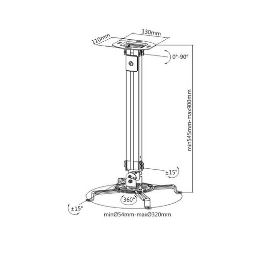BRATECK βάση projector οροφής PRB-18M, 13.5kg