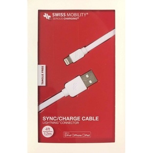 SWISS MOBILITY DATA CABLE FLAT LIGHTNING MFi 1.2M white
