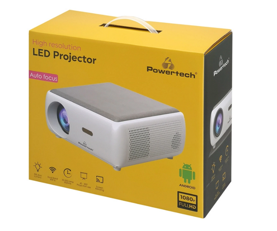 POWERTECH smart βιντεοπροβολέας PT-1242, 1080p, WiFi, Android, λευκός