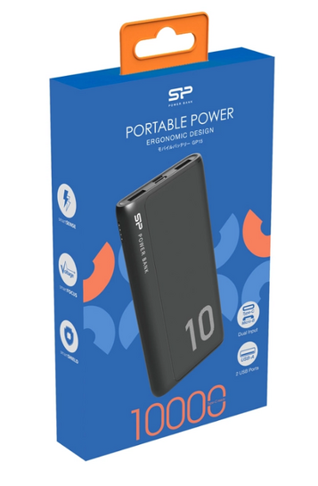 SILICON POWER power bank GP15, 10000mAh, 2x USB output, 2.1A, μαύρο