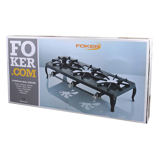 FOKER EUROPA ΤΡΙΠΛΗ ΕΣΤΙΑ Τριπλή εστία υγραερίου βαρέως τύπου από μαντέμι.