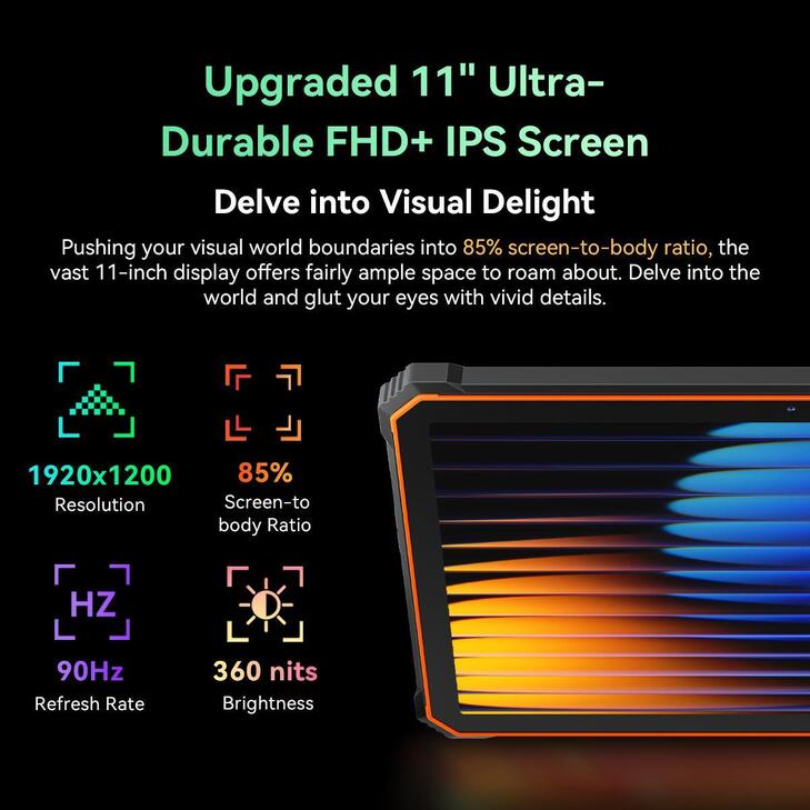 BLACKVIEW OCTA-CORE RUGGED TABLET 10.95' (12GB+512GB) ACTIVE 10 PRO 5G NFC SIM ANDROID 14 ORANGE