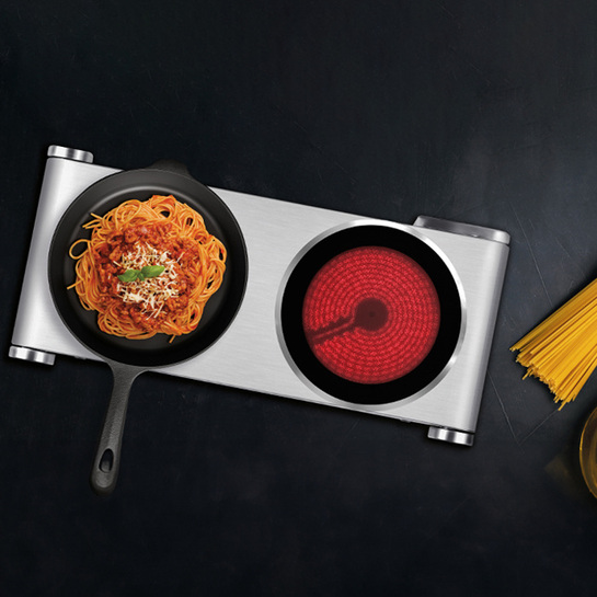 LIFE CERAMICA Double Επιτραπέζια διπλή ηλεκτρική κεραμική εστία, 2400W.