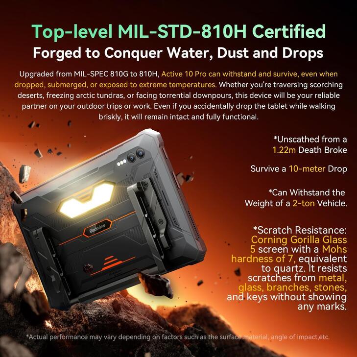 BLACKVIEW OCTA-CORE RUGGED TABLET 10.95' (12GB+512GB) ACTIVE 10 PRO 5G NFC SIM ANDROID 14 ORANGE