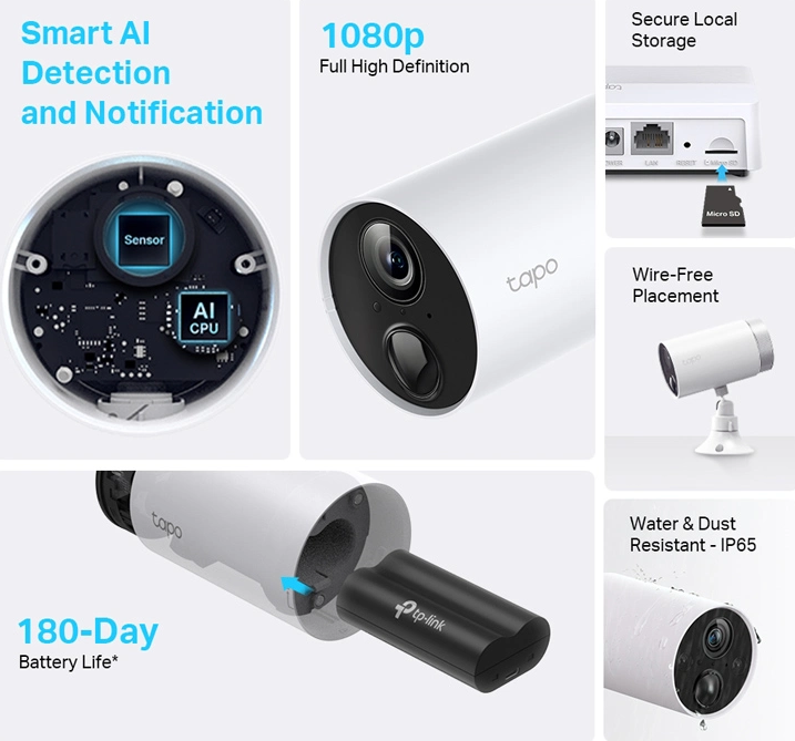 TP-LINK 2x smart κάμερες Tapo C400S2 με hub, μπαταρίας, 1080p, WiFi, V.1