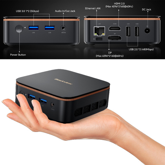 BLACKVIEW MINI PC AMD RYZEN3 3300U 16GB DDR4 512GB SSD 2280 4K WIFI5 WIN 11 PRO BLACK