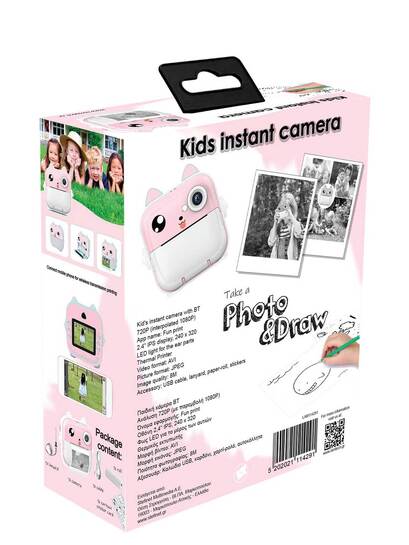 LAMTECH BLUETOOTH KID INSTANT CAMERA WHITE/PINK LAM114291