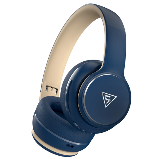 DOQAUS headphones DESIGN 3, ασύρματα & ενσύρματα, Φ40mm, 600mAh, μπλε