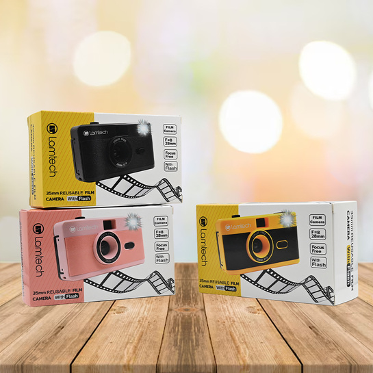LAMTECH 35mm REUSABLE FILM CAMERA WITH FLASH YELLOW LAM981029