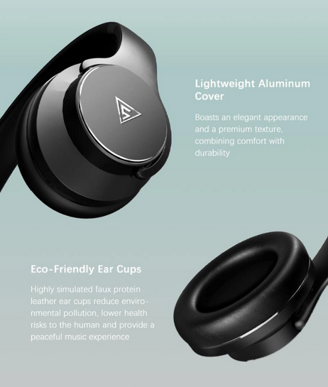 DOQAUS headphones DESIGN 1, ασύρματα & ενσύρματα, Φ40mm, 600mAh, μαύρα/καφέ