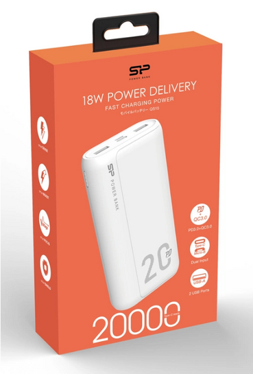 SILICON POWER power bank QS15, 20000mAh, 2x USB & USB Type-C, 18W, λευκό
