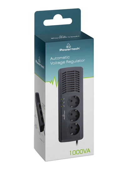 POWERTECH σταθεροποιητής ρεύματος PT-AVR1000I, 1000VA/500W, 3x schuko