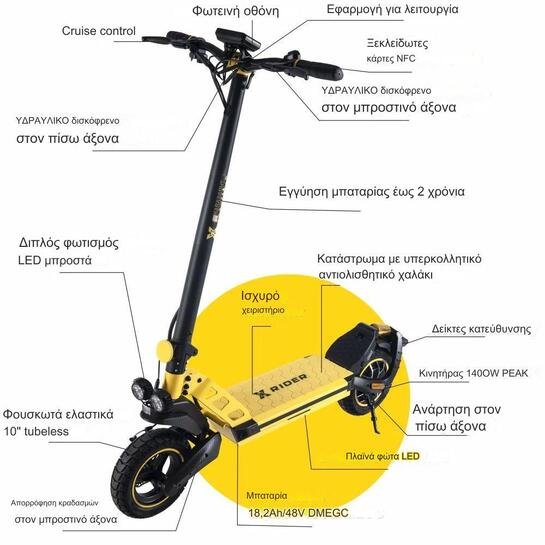 MANTA XRIDER BT E-SCOOTER 10' 18.2AH 800W XR00F10