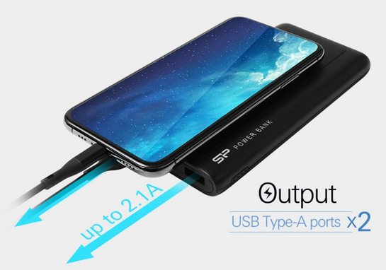 SILICON POWER power bank GP15, 10000mAh, 2x USB output, 2.1A, μαύρο