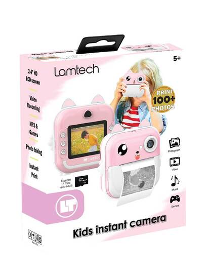LAMTECH BLUETOOTH KID INSTANT CAMERA WHITE/PINK LAM114291