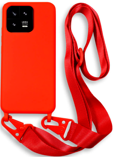 Bodycell Θήκη Σιλικόνης με Λουράκι Λαιμού - Xiaomi 13 - Red