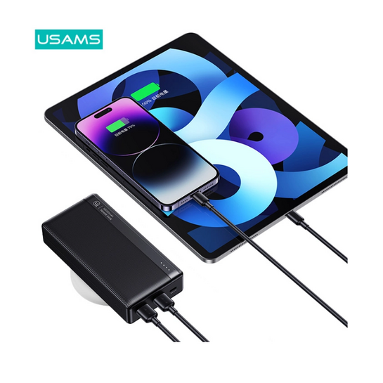 USAMS power bank US-CD205, 2x USB θύρες εξόδου, 10000mAh, 10W, λευκό