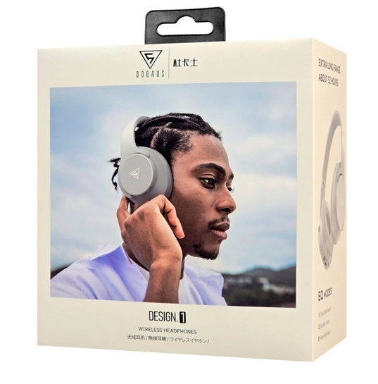 DOQAUS headphones DESIGN 1, ασύρματα & ενσύρματα, Φ40mm, 600mAh, γκρι