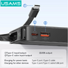 USAMS power bank CD224 με καλώδιο USB-C, 2x θύρες εξόδου, 10000mAh, 20W, μαύρο