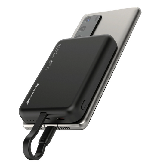 POWERTECH power bank PT-1376 με καλώδιο, 10000mah, magnetic wireless, 20W, μαύρο