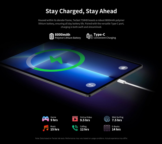 TECLAST tablet T50HD, 11" HD, 6/256GB, Android 14, 4G, 8000mAh, γκρι