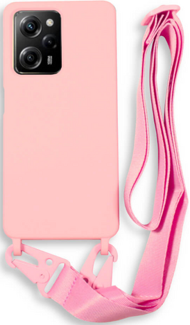 Bodycell Θήκη Σιλικόνης με Λουράκι Λαιμού - Xiaomi Redmi Note 12 Pro 5G / Poco X5 Pro - Pink