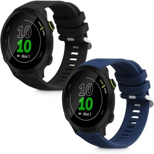 KW Λουράκι Σιλικόνης (20mm) Garmin Forerunner 245 / 245 Music - 2 Τεμάχια - Black / Dark Blue
