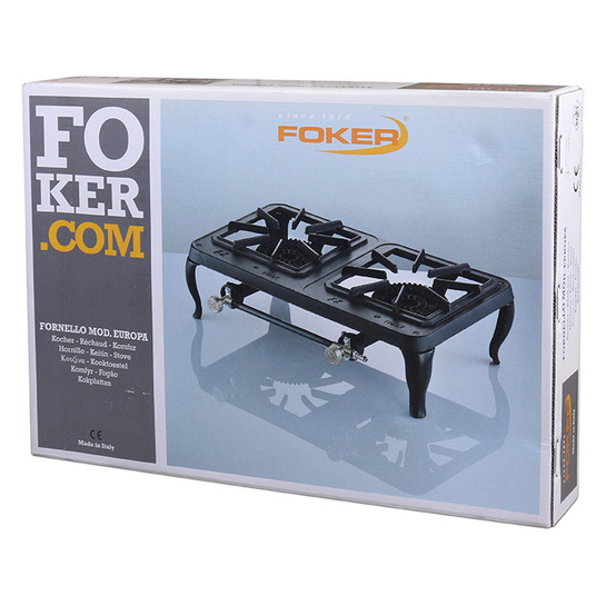 FOKER EUROPA ΔΙΠΛΗ ΕΣΤΙΑ Διπλή εστία υγραερίου βαρέως τύπου από μαντέμι.