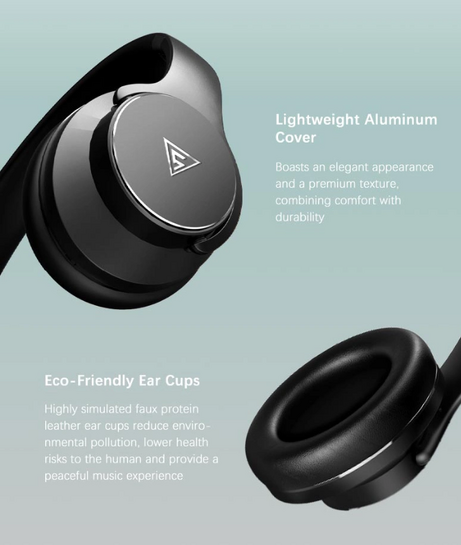 DOQAUS headphones DESIGN 1, ασύρματα & ενσύρματα, Φ40mm, 600mAh, γκρι